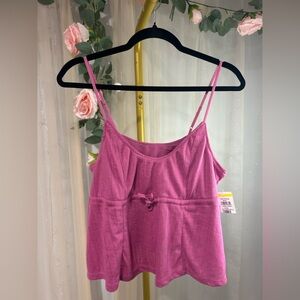 Honeydew Pink Cami Tank Lace Trim Babydoll Top Size M NWT